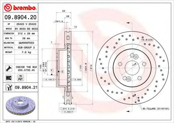 BRECO BS9033 Тормозной диск
