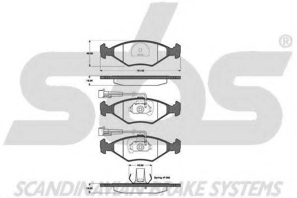 Комплект тормозных колодок, дисковый тормоз SBS 1501222359