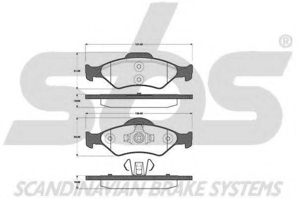 Комплект тормозных колодок, дисковый тормоз SBS 1501222556