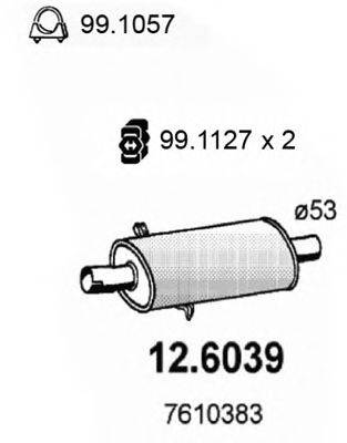 ASSO 126039 Средний глушитель выхлопных газов