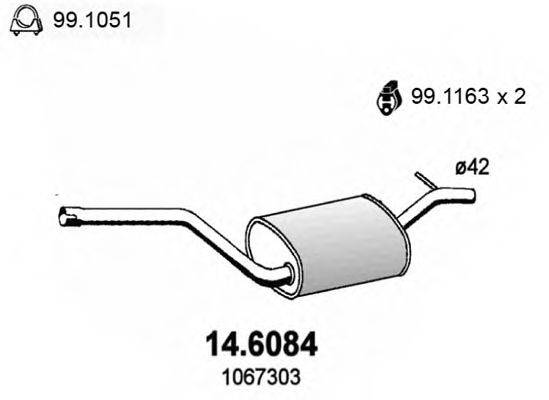 ASSO 146084 Средний глушитель выхлопных газов
