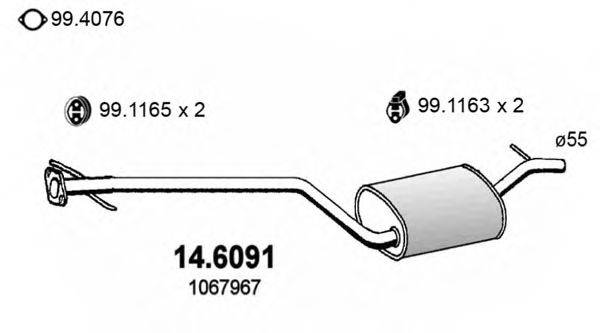 Средний глушитель выхлопных газов ASSO 14.6091