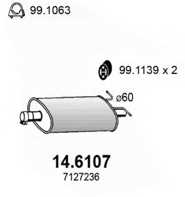 Средний глушитель выхлопных газов ASSO 14.6107