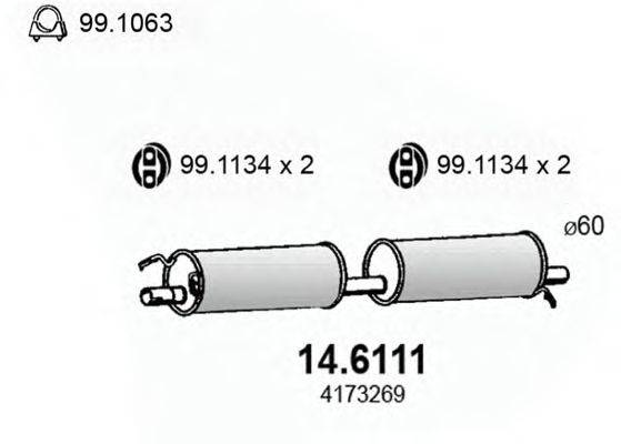 ASSO 146111 Средний глушитель выхлопных газов