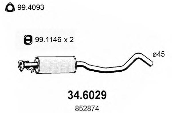 ASSO 346029 Средний глушитель выхлопных газов