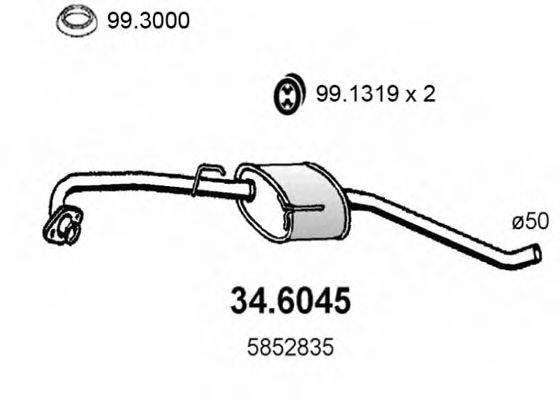 ASSO 346045 Средний глушитель выхлопных газов