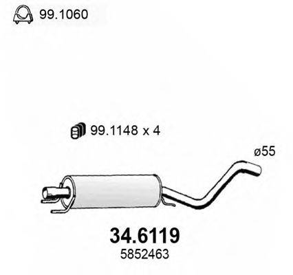 ASSO 346119 Средний глушитель выхлопных газов