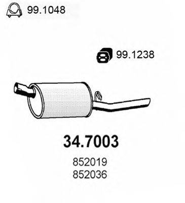 Глушитель выхлопных газов конечный ASSO 34.7003