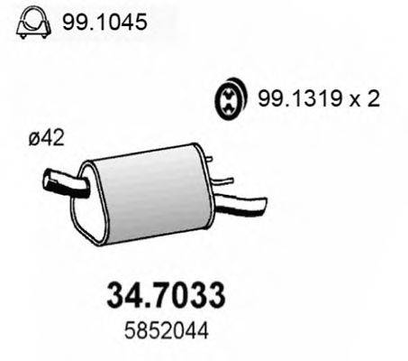 Глушитель выхлопных газов конечный ASSO 34.7033