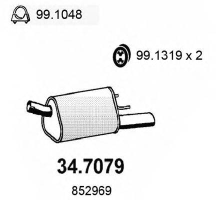 Глушитель выхлопных газов конечный ASSO 34.7079