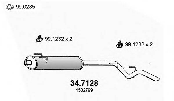 Глушитель выхлопных газов конечный ASSO 34.7128