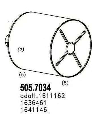 Средний / конечный глушитель ОГ ASSO 505.7034