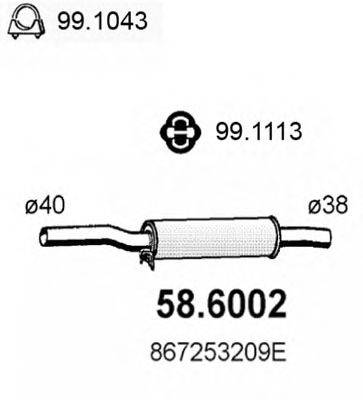 ASSO 586002 Средний глушитель выхлопных газов