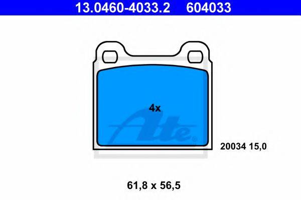 Комплект тормозных колодок, дисковый тормоз ATE 13.0460-4033.2