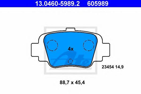 Комплект тормозных колодок, дисковый тормоз ATE 13.0460-5989.2