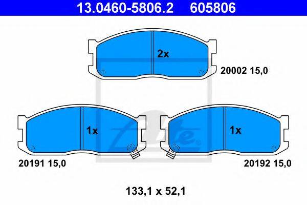 Комплект тормозных колодок, дисковый тормоз ATE 13.0460-5806.2