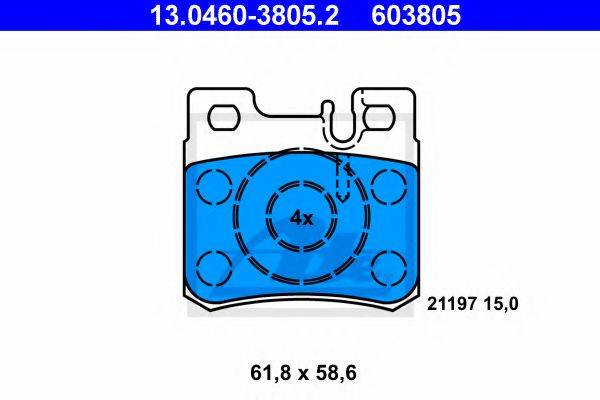 Комплект тормозных колодок, дисковый тормоз ATE 13.0460-3805.2