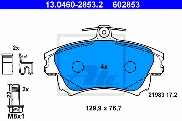 Комплект тормозных колодок, дисковый тормоз ATE 13.0460-2853.2