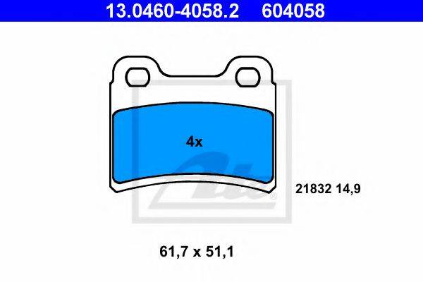 Комплект тормозных колодок, дисковый тормоз ATE 13.0460-4058.2