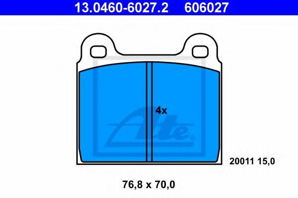 Комплект тормозных колодок, дисковый тормоз ATE 13.0460-6027.2