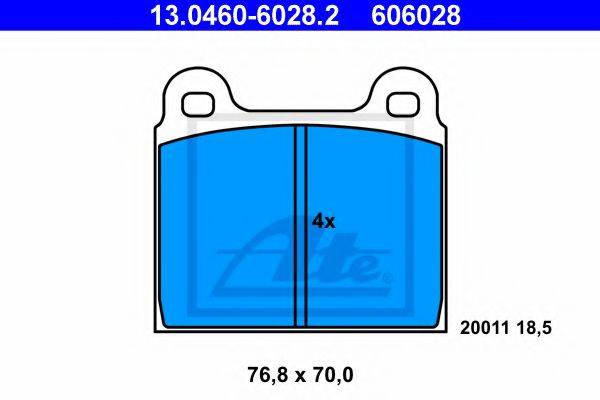 Комплект тормозных колодок, дисковый тормоз ATE 13.0460-6028.2
