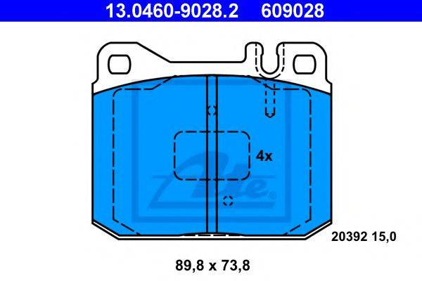 Комплект тормозных колодок, дисковый тормоз ATE 13.0460-9028.2