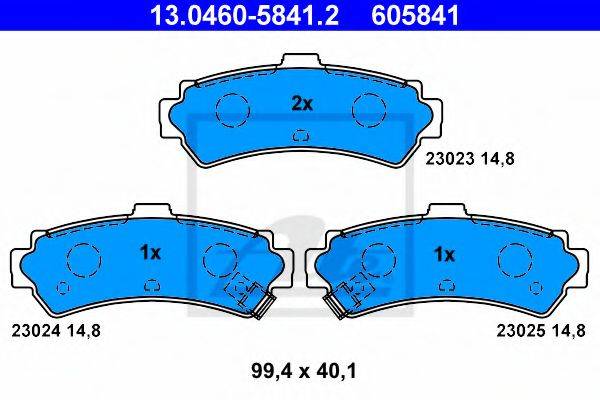 Комплект тормозных колодок, дисковый тормоз ATE 13.0460-5841.2