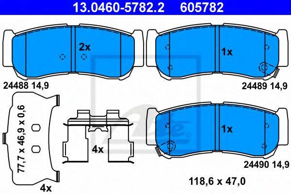 Комплект тормозных колодок, дисковый тормоз ATE 13.0460-5782.2