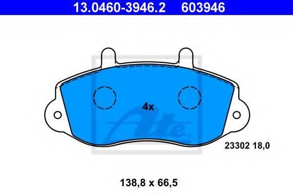 Комплект тормозных колодок, дисковый тормоз ATE 13.0460-3946.2