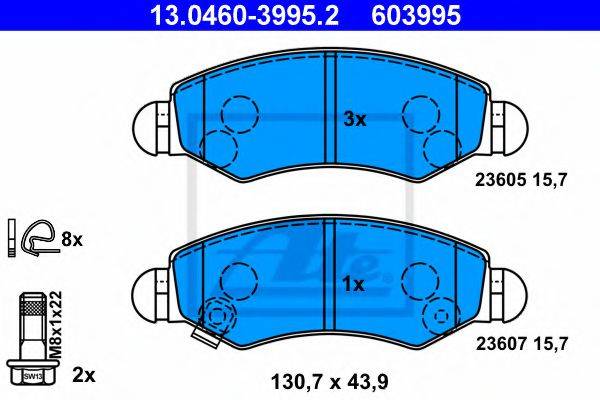 Комплект тормозных колодок, дисковый тормоз ATE 13.0460-3995.2