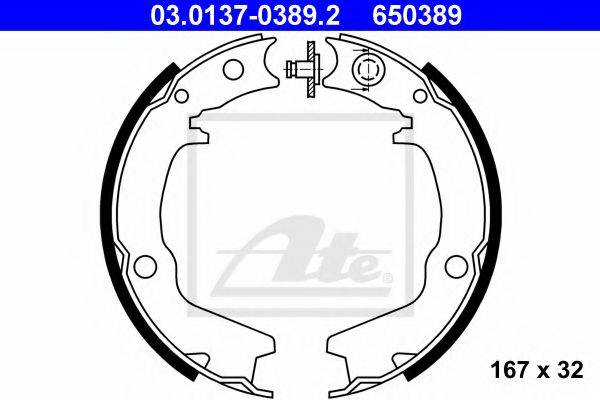 Комплект тормозных колодок, стояночная тормозная система ATE 03.0137-0389.2