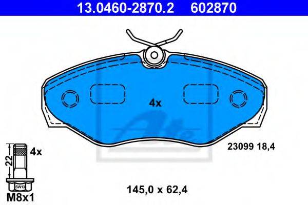 ATE 13046028702 Комплект тормозных колодок, дисковый тормоз