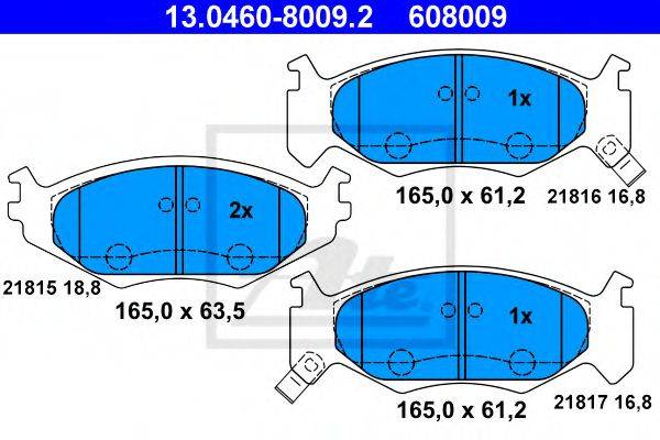 Комплект тормозных колодок, дисковый тормоз ATE 13.0460-8009.2