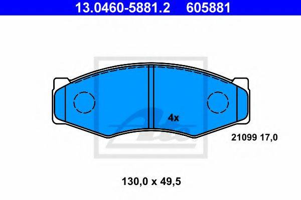 Комплект тормозных колодок, дисковый тормоз ATE 13.0460-5881.2