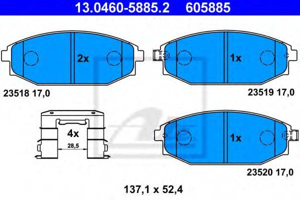ATE 13046058852 Комплект тормозных колодок, дисковый тормоз