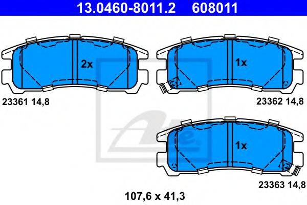 Комплект тормозных колодок, дисковый тормоз ATE 13.0460-8011.2
