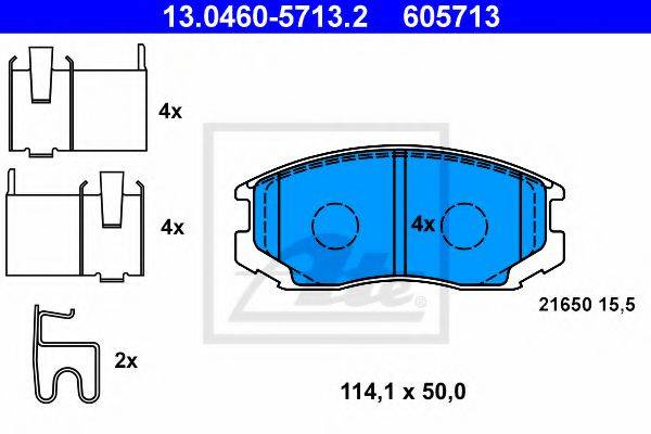 Комплект тормозных колодок, дисковый тормоз ATE 13.0460-5713.2