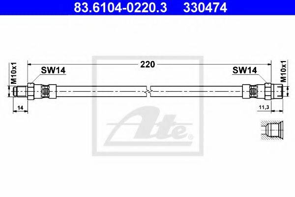 Тормозной шланг ATE 83.6104-0220.3