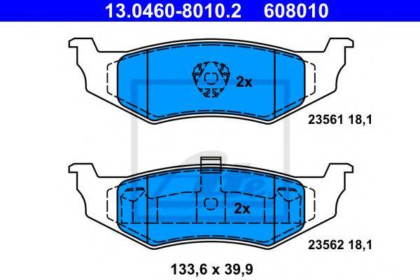 Комплект тормозных колодок, дисковый тормоз ATE 13.0460-8010.2