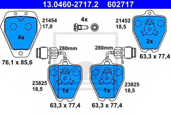 Комплект тормозных колодок, дисковый тормоз ATE 13.0460-2717.2