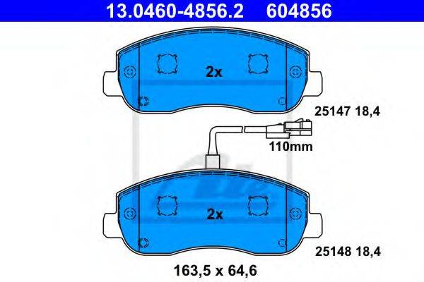 Комплект тормозных колодок, дисковый тормоз ATE 13.0460-4856.2