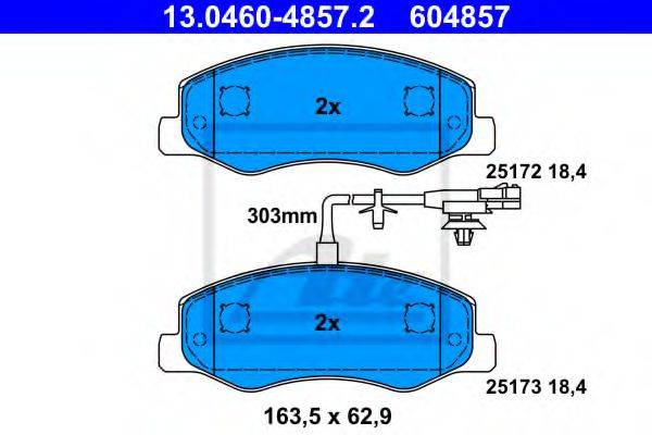 Комплект тормозных колодок, дисковый тормоз ATE 13.0460-4857.2