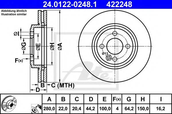 Тормозной диск ATE 24.0122-0248.1