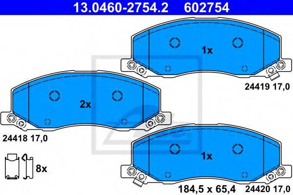 Комплект тормозных колодок, дисковый тормоз ATE 13.0460-2754.2
