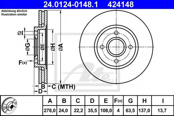 Тормозной диск ATE 24.0124-0148.1