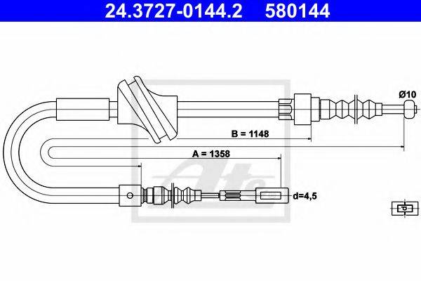 Трос, стояночная тормозная система ATE 24.3727-0144.2