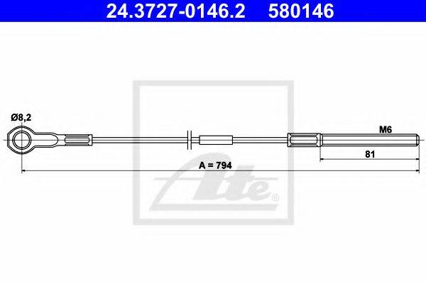 Трос, стояночная тормозная система ATE 24.3727-0146.2