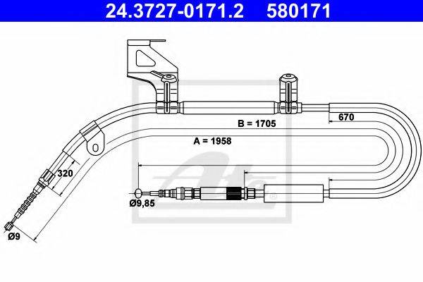 Трос, стояночная тормозная система ATE 24.3727-0171.2