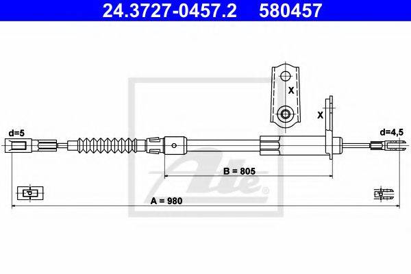 Трос, стояночная тормозная система ATE 24.3727-0457.2