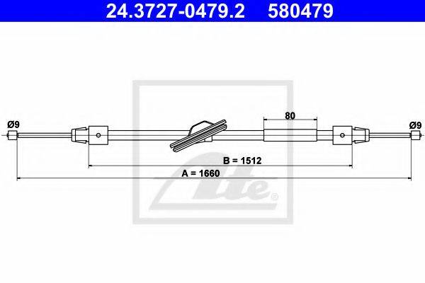 Трос, стояночная тормозная система ATE 24.3727-0479.2